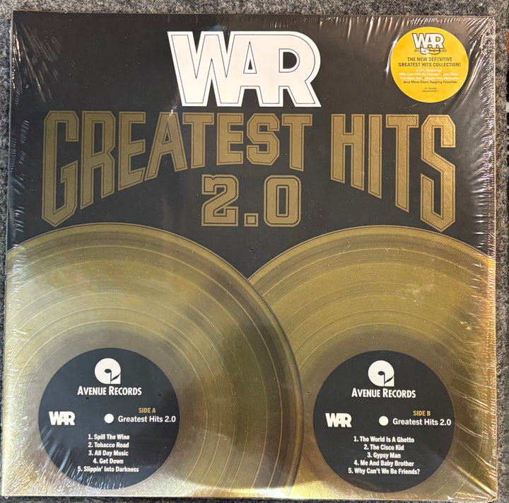 Packaged WAR - Greatest Hits 2.0t with 'WAR Greatest Hits 2.0' on a black background