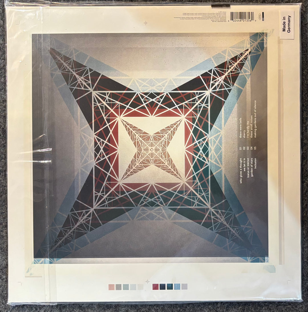 Geometric design on Brian Eno - Foreverandevernomore cover with a bar code and text on the right side.
