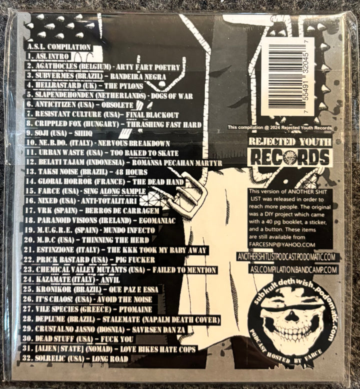 Back cover of Various Artists - Another Sh*t List compilation album with tracklist and artwork