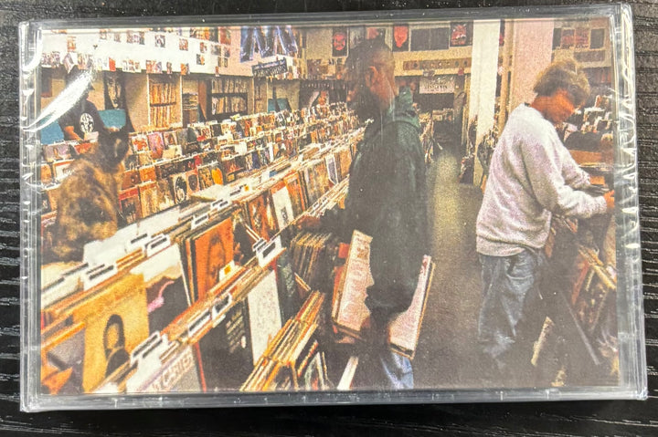 DJ Shadow – Endtroducing... DJ Shadow Album cover with a person in a record store holding records