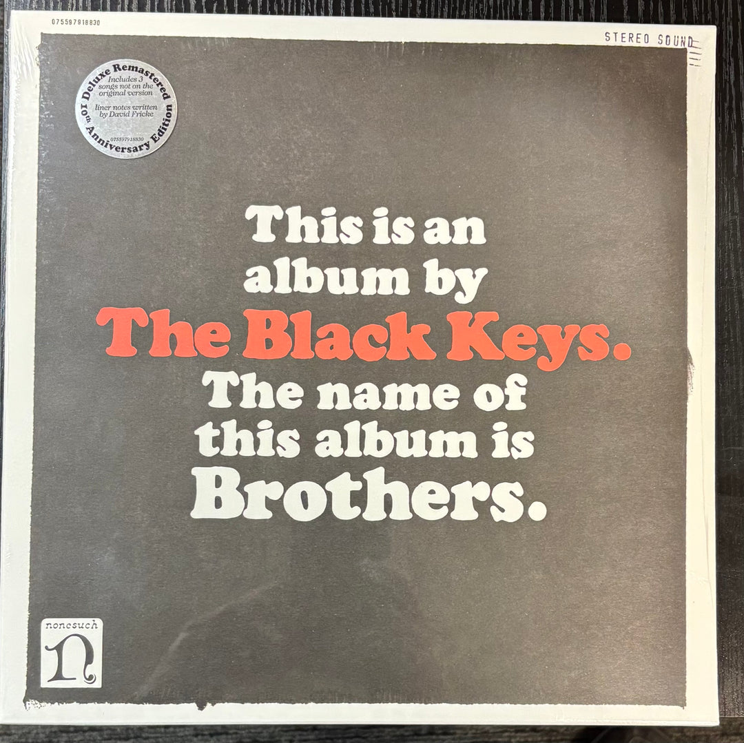 Album cover for 'Brothers' by The Black Keys with text and logo.