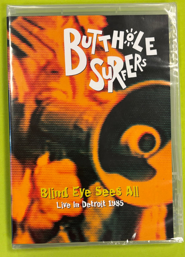 Butthole Surfers dvd with abstract design and text on a green background