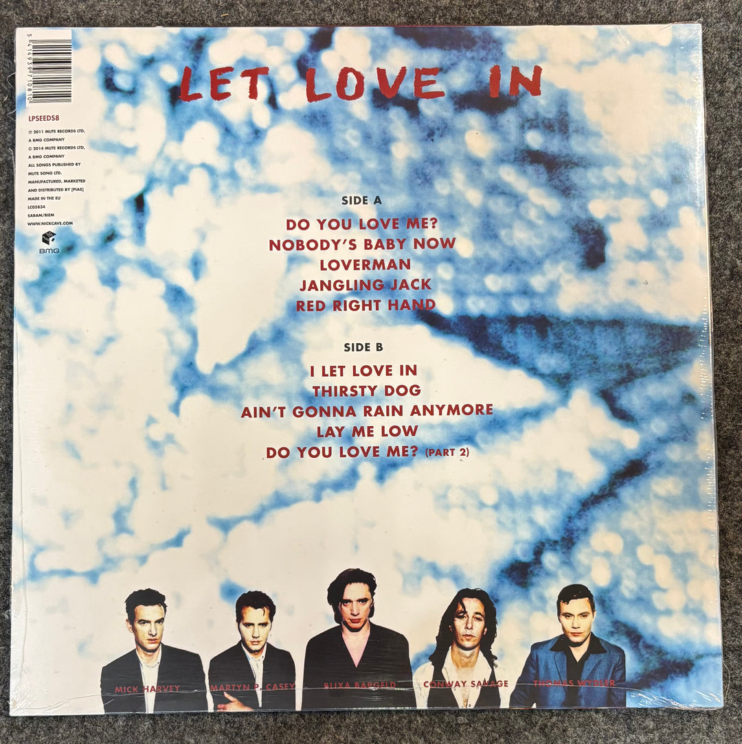 NICK CAVE & THE BAD SEEDS - LET LOVE IN Album cover with cloud design and band members' images
