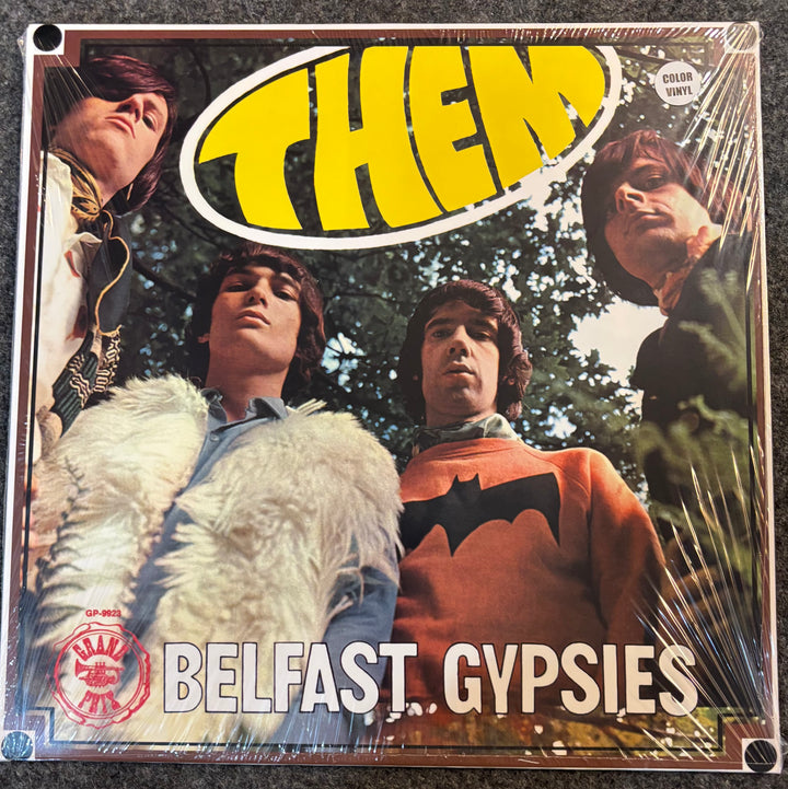 Album cover for 'Belfast Gypsies' by THEM featuring four band members and the band name in yellow.