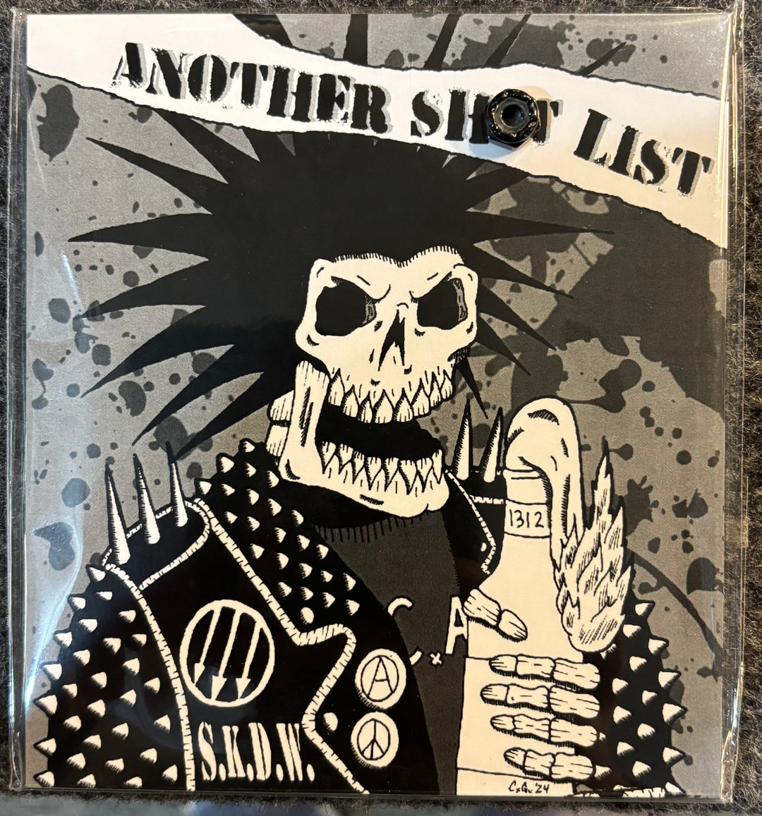 Various Artists - Another Sh*t List CD cover with a skeleton holding a gun and text 'Another Shot List' on a gray background.