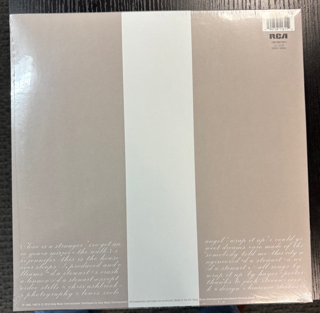 EURYTHMICS - Sweet Dreams Are Made Of These record cover with text and RCA branding on a black background