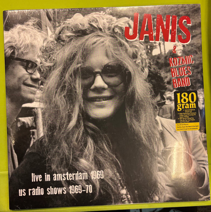 Janis* &amp; Kozmic Blues Band Vinyl record cover featuring a woman with sunglasses and text about a live performance by Janis Joplin and Kozmic Blues Band.