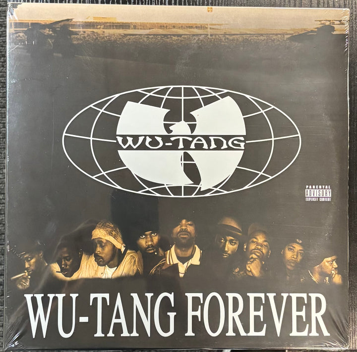 Wu Tang Clan - Wu Tang Forever album cover with group photo and logo on a black background