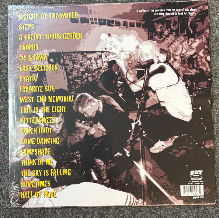 GOOD RIDDANCE - A COMPREHENSIVE GUIDE TO MODERNE REBELLION Vinyl record sleeve with album tracklist and cover art on a textured surface