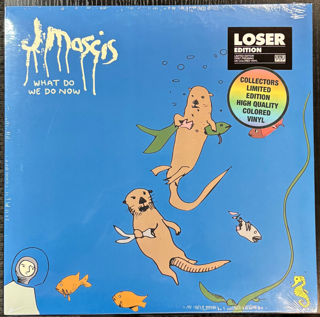 MASCIS, J - What Do We Do Now record cover with cartoon otters and text on a blue background