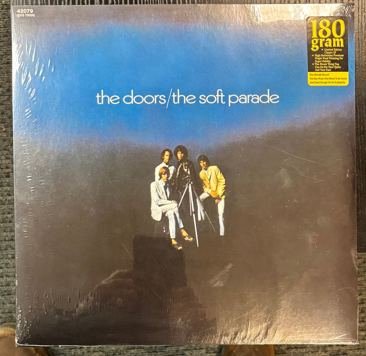 Vinyl record cover for 'The Soft Parade' by The Doors with a blue and brown gradient.