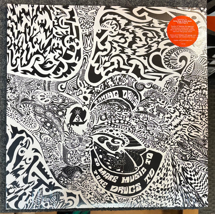 Spacemen 3 – Taking Drugs To Make Music To Take Drugs To cover with intricate black and white patterns and a red label.