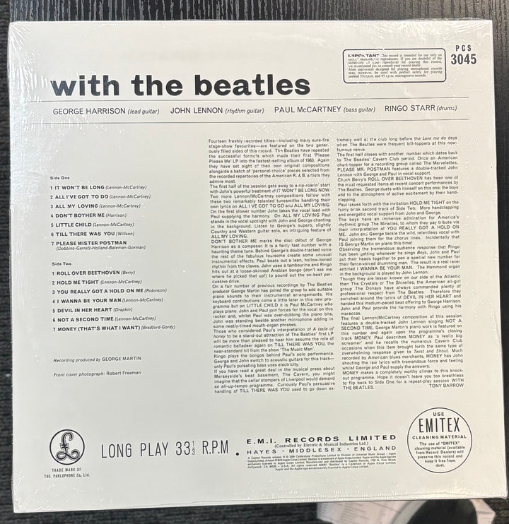 Back cover of a Beatles, The - With The Beatles record with text and logos