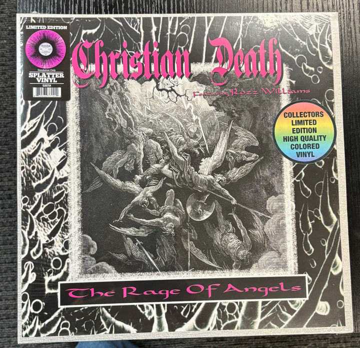 Vinyl record cover for 'The Rage of Angels' by Christian Death featuring gothic art and text.