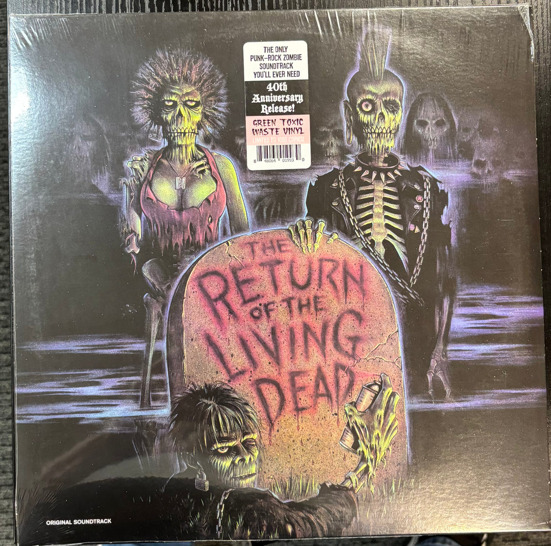 Vinyl record cover for 'The Return of the Living Dead' with zombie-themed design.