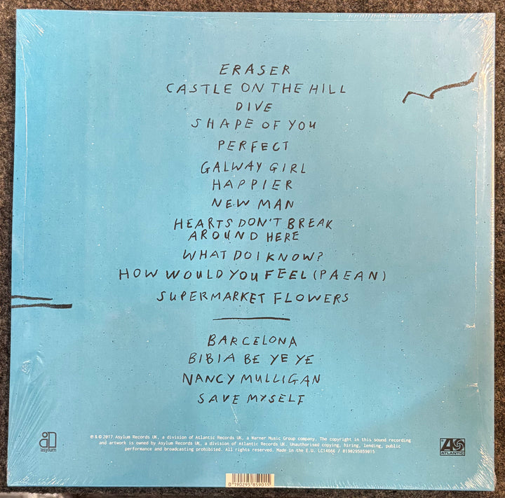 Back cover of a SHEERAN, ED – Divide with tracklist on a blue background