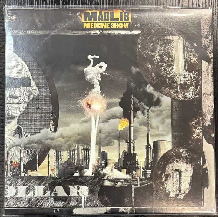 MADLIB - MEDICINE SHOW 1 - Before The Verdict cover with industrial imagery and text 'MAD16 Medicine Show' on a dark background.