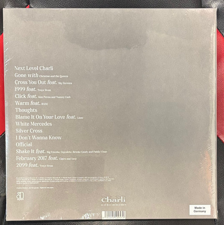 Back cover of CHARLIE XCX - Charli with tracklist on a gray background