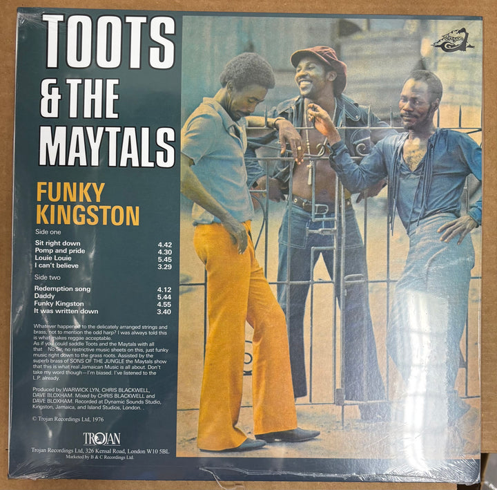 Vinyl record cover for 'Funky Kingston' by Toots & The Maytals featuring three men.