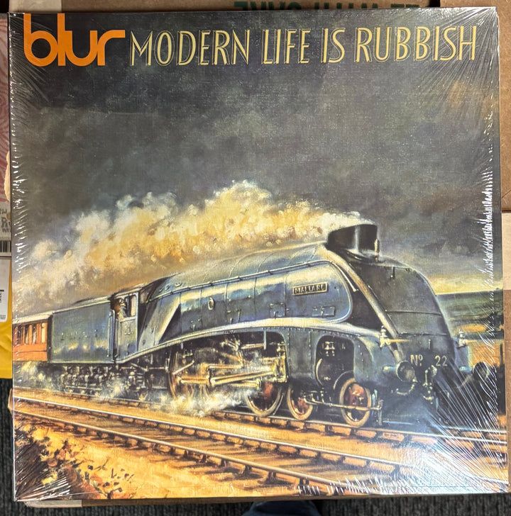 BLUR - Modern Life Is Rubbish Vinyl record cover with a steam locomotive and 'Modern Life is Rubbish' by Blur.