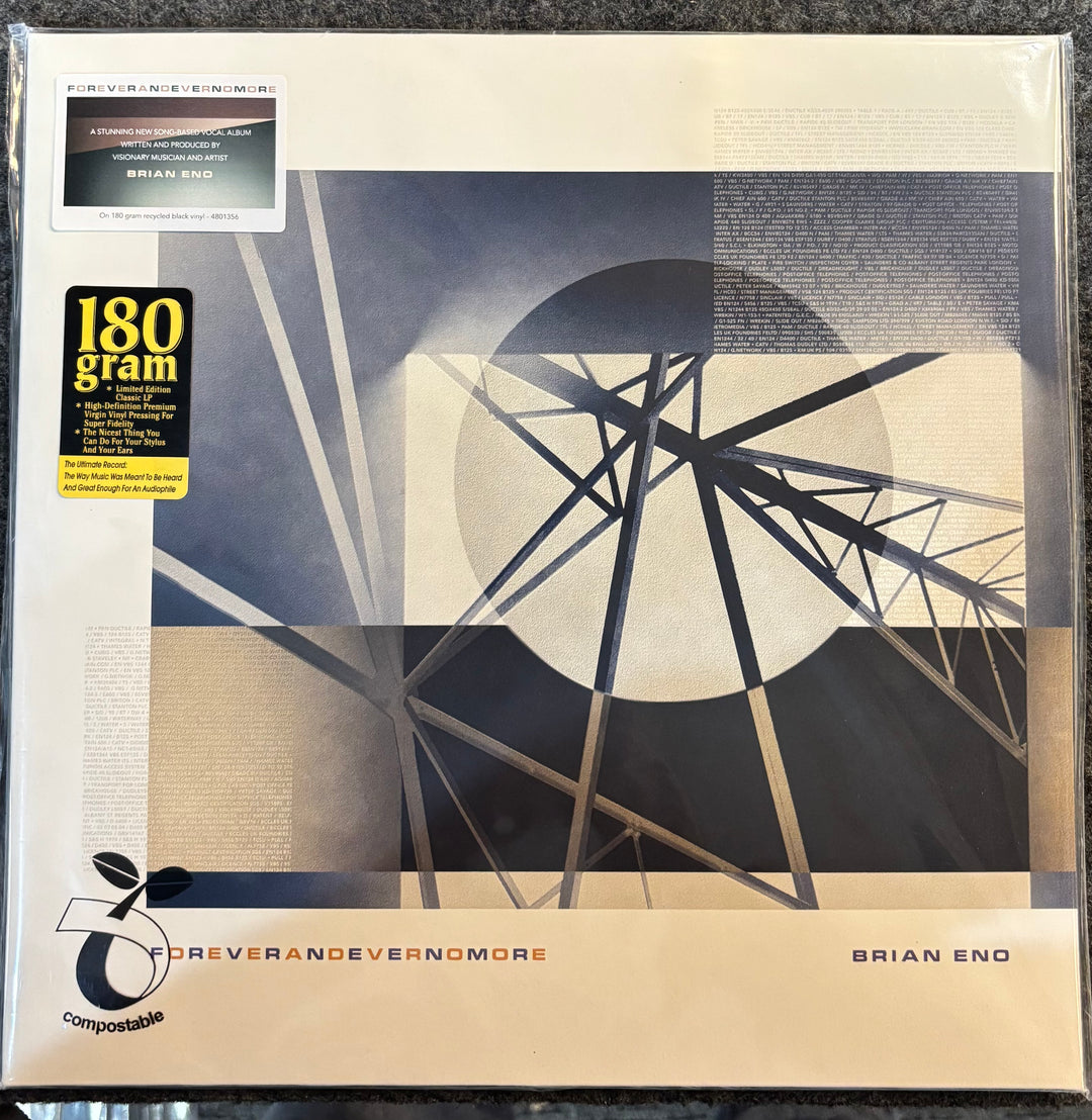Brian Eno - Foreverandevernomore record packaging with abstract design and text