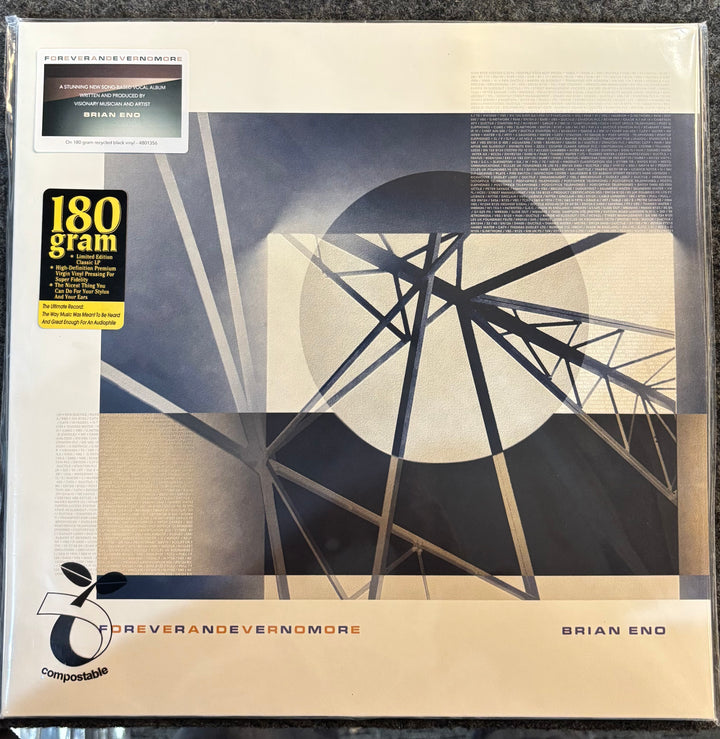 Brian Eno - Foreverandevernomore record packaging with abstract design and text
