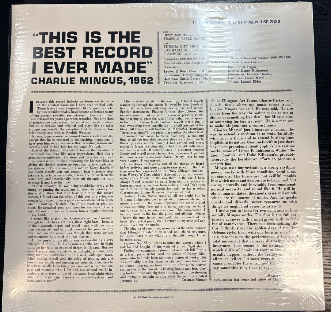 Charles Mingus - Tijuana Moods Vinyl LP Record