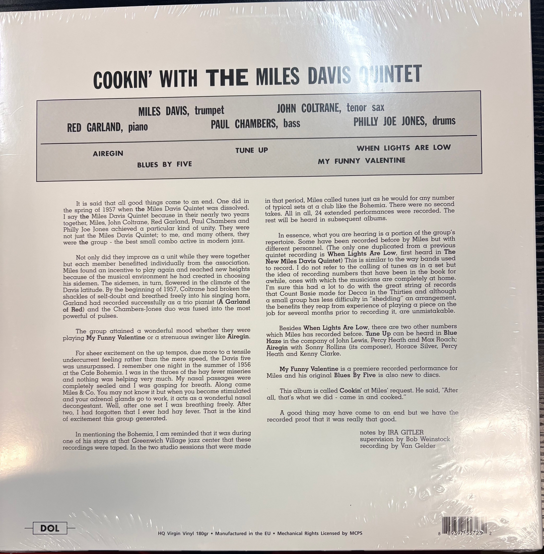 MILES DAVIS - Cookin' With The Miles Quintet [180G] Vinyl LP Record