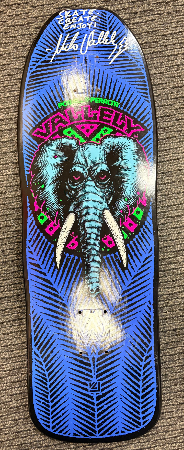 Powell Peralta Mike Vallely Personal Blacklight Elephant [Gripped & Autographed] Skateboard Deck