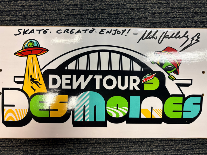 Mike Vallely Personal Des Moines Dew Tour [Autographed] Skateboard Deck