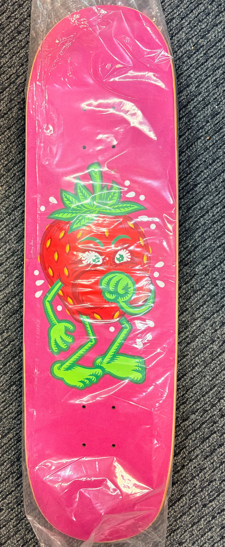 STRANGELOVE Strawberry Cough Deck - FLOCKED  Pink 8.875" Skateboard Deck