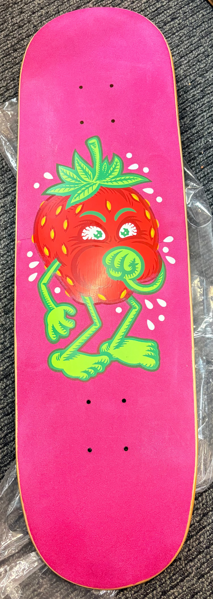 STRANGELOVE Strawberry Cough Deck - FLOCKED  Pink 8.875" Skateboard Deck
