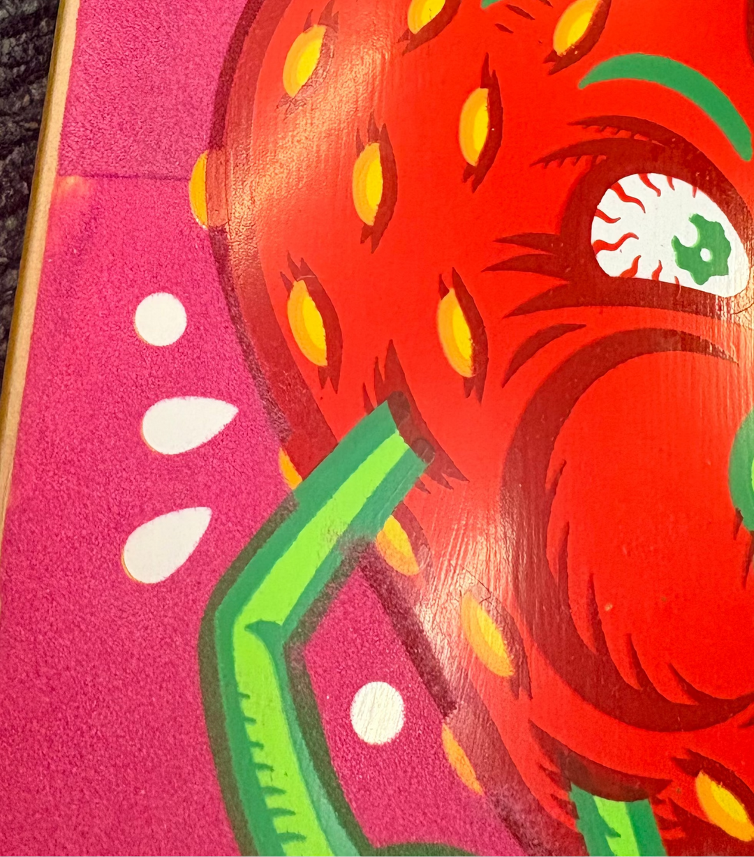 STRANGELOVE Strawberry Cough Deck - FLOCKED  Pink 8.875" Skateboard Deck