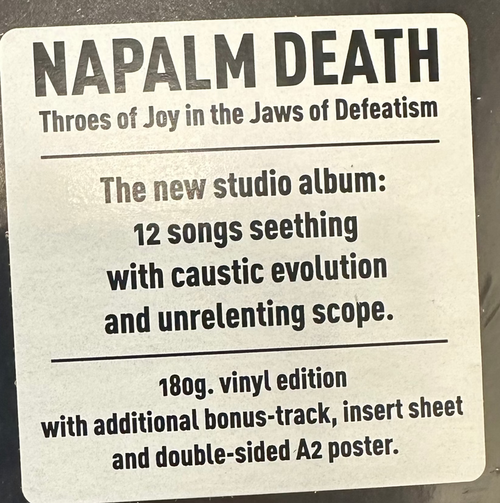 Napalm Death - Throes Of Joy In The Jaws Of Defeatism [180G] Vinyl LP Record