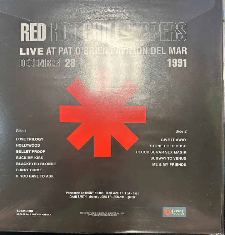 Red Hot Chili Peppers – Live At Pat O'Brien Pavilion, Del Mar, CA December 28th 1991 [180G Red Color] Vinyl LP Record