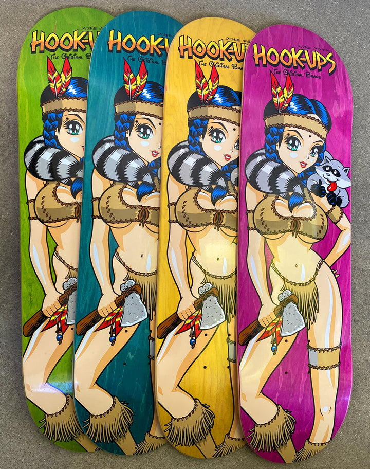 Hook Ups Pocahook-ups 8.5" Pink Stain Skateboard Deck