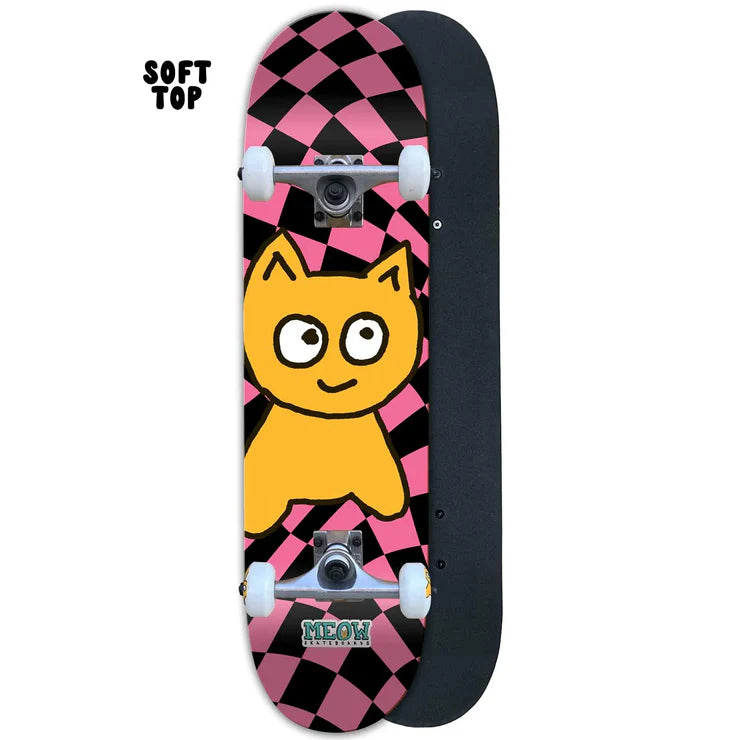 Meow Big Cat Checker Twist 6.5" Soft Top Complete Skateboard