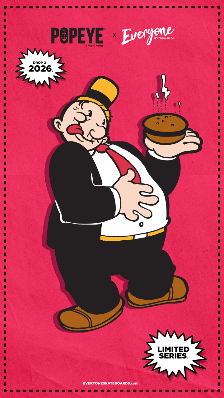 *Pre-Order* Everyone Skateboards Co x Popeye Comics WIMPY LUSCIOUS 9.5" Skateboard Deck