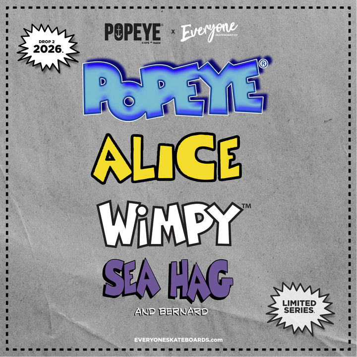 *Pre-Order* Everyone Skateboards Co x Popeye Comics Alice The Goon Returns 9.5" Skateboard Deck