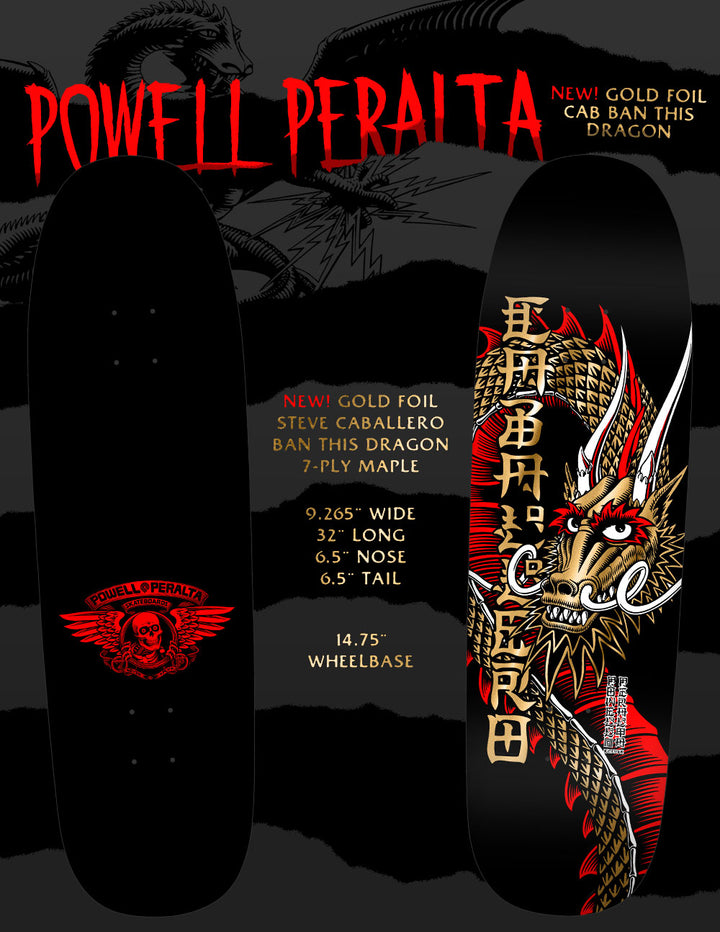Powell Peralta Steve Caballero Ban This Gold Foil Skateboard Deck