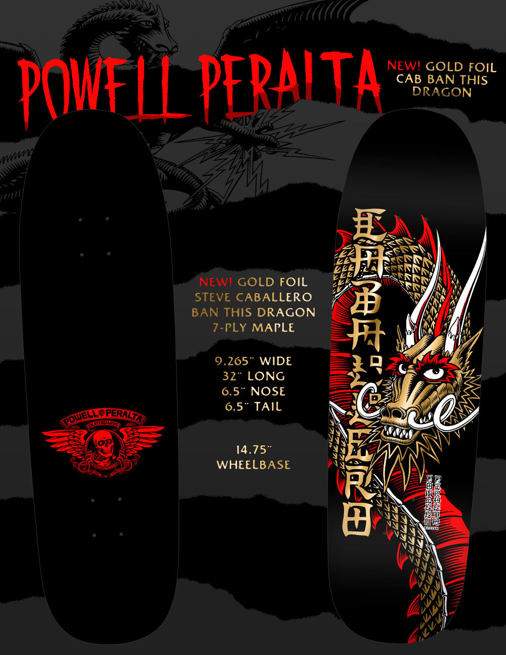 Powell Peralta Steve Caballero Ban This Gold Foil Skateboard Deck