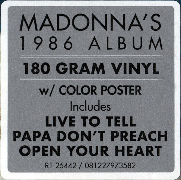 Madonna – True Blue [180g Poster] Vinyl LP Record