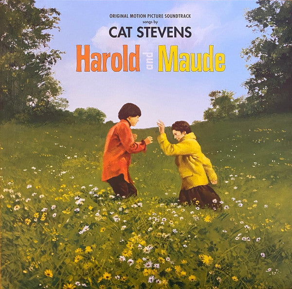 Album cover of 'Harold and Maude' featuring two people in a field with flowers, with text indicating Cat Stevens' involvement.