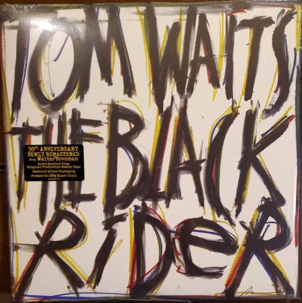 Album cover of 'The Black Rider' by Tom Waits with colorful text design.