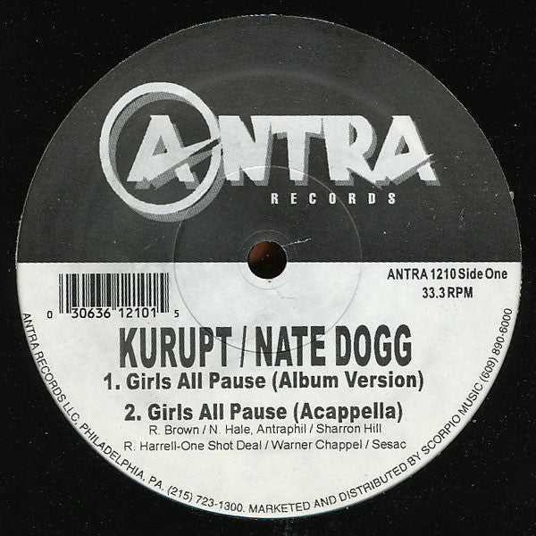 Kurupt w/ Nate Dog ‎– Girls All Pause 12" Vinyl LP Record