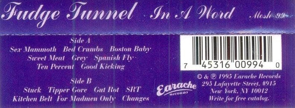 FUDGE TUNNEL - In A Word MC Cassette
