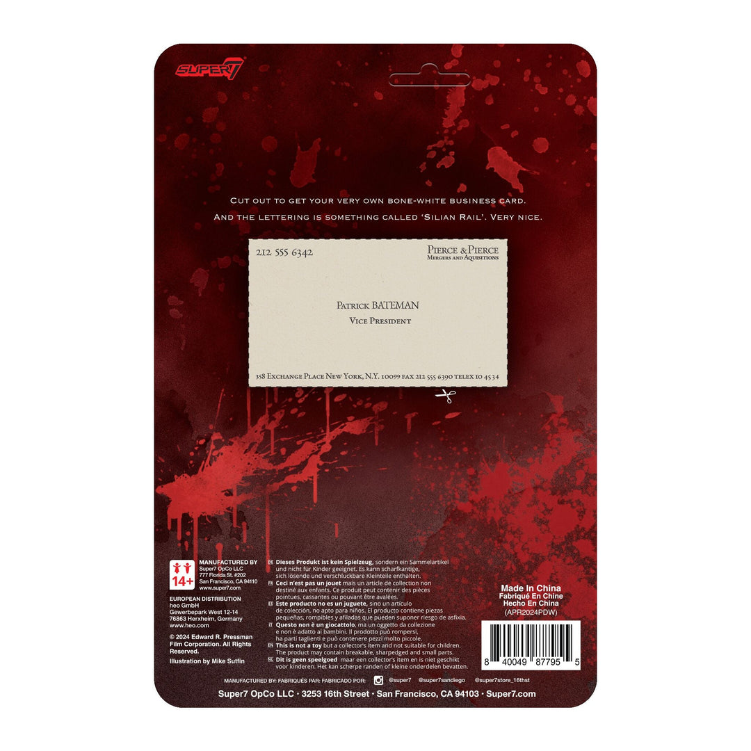 Super7 x AMERICAN PSYCHO - PATRICK BATEMAN - RAINCOAT  ReAction Figure