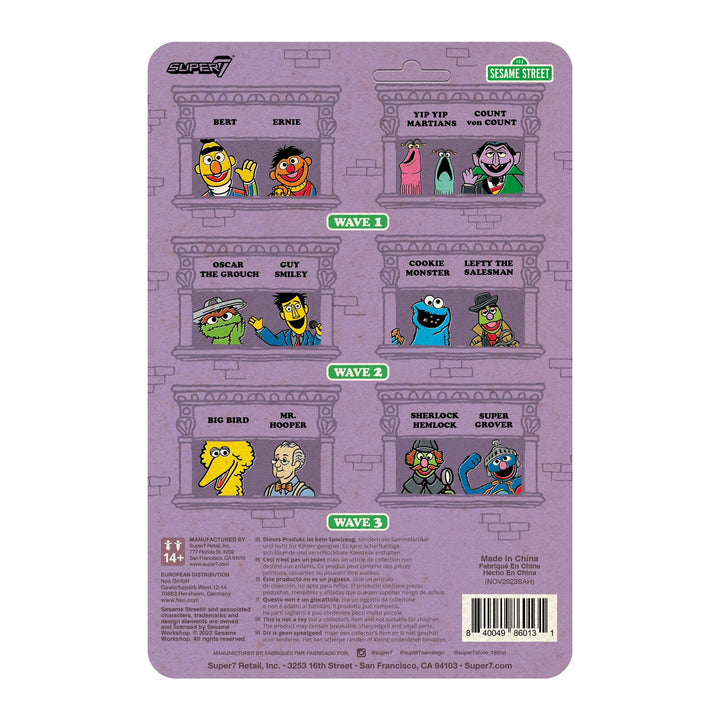 Super7 x SESAME STREET - SUPER GROVER, SHERLOCK HEMLOCK, MR. HOOPER, BIG BIRD ReAction Figures