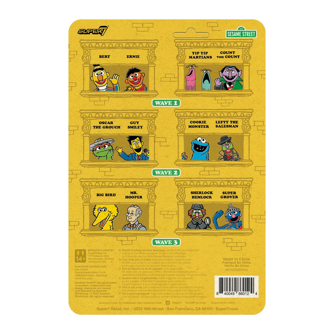 Super7 x SESAME STREET - SUPER GROVER, SHERLOCK HEMLOCK, MR. HOOPER, BIG BIRD ReAction Figures