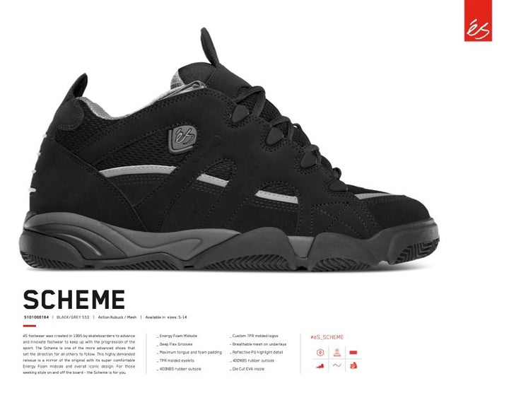 éS SCHEME BLACK / GREY SKATEBOARD SHOES
